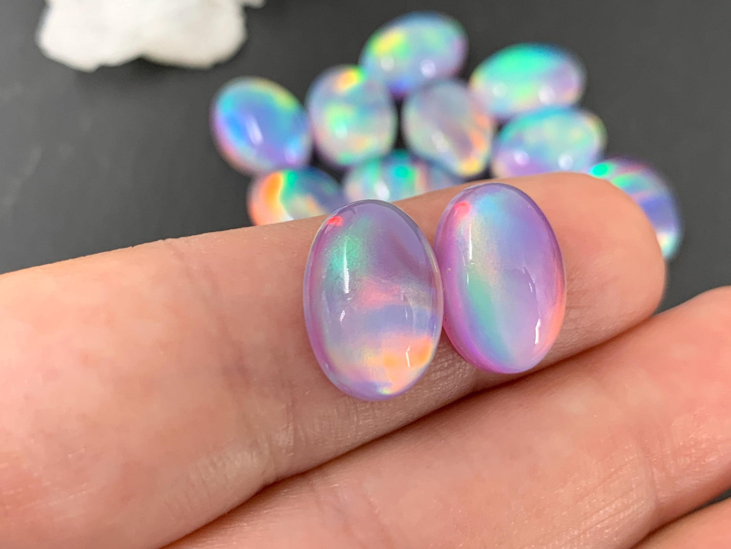 Aurora Opal oval 10x14mm cabochons - Doublet cabochons