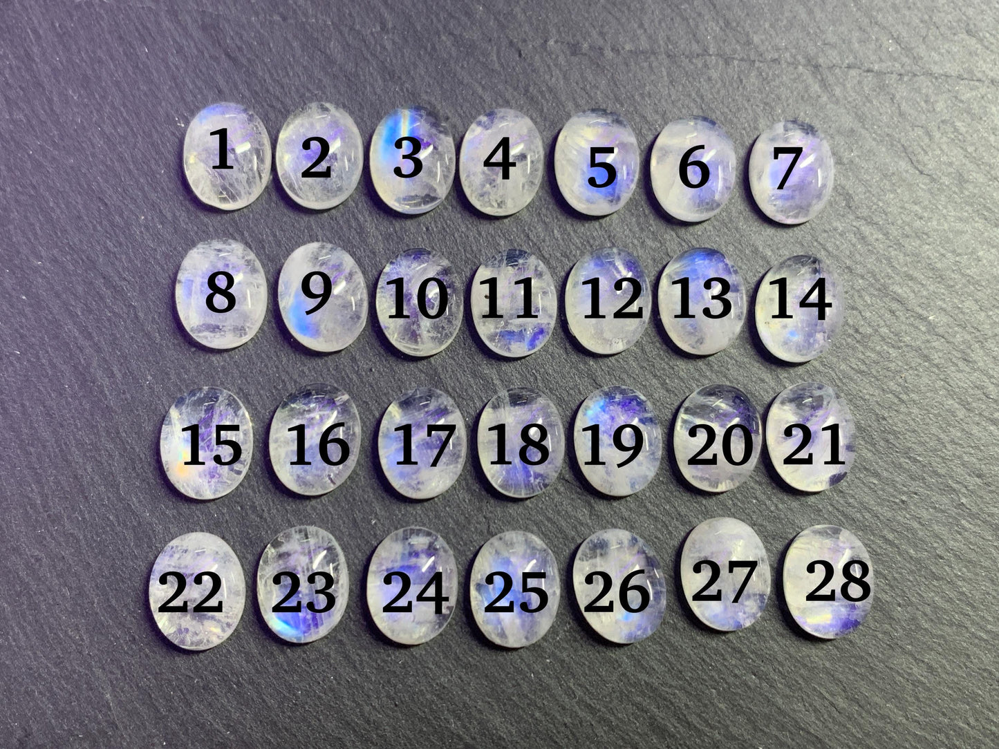 Rainbow Moonstone oval 8x10mm cabochon - Calibrated cabochons