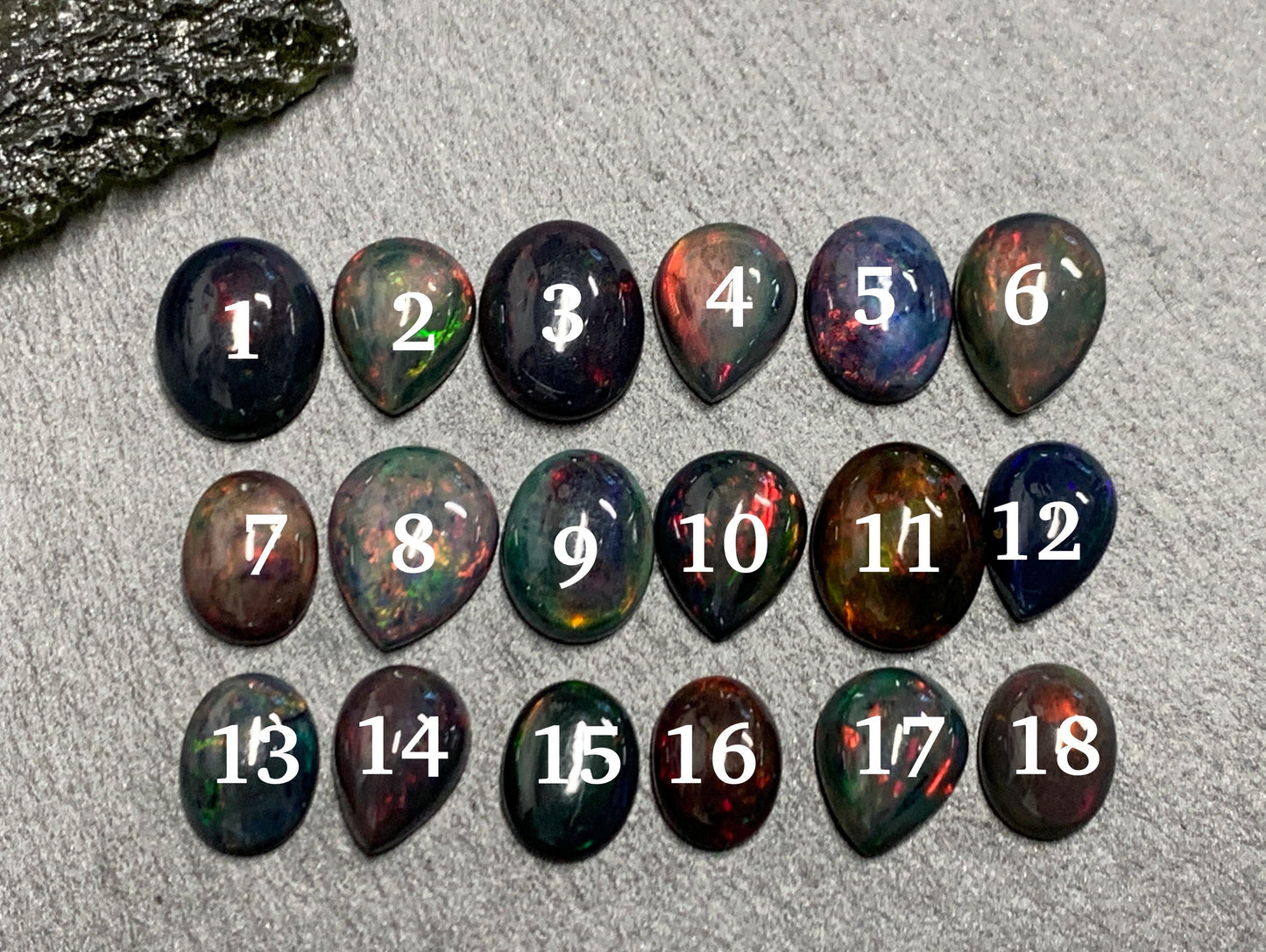 Black Ethiopian Opal 9-11mm long cabochon
