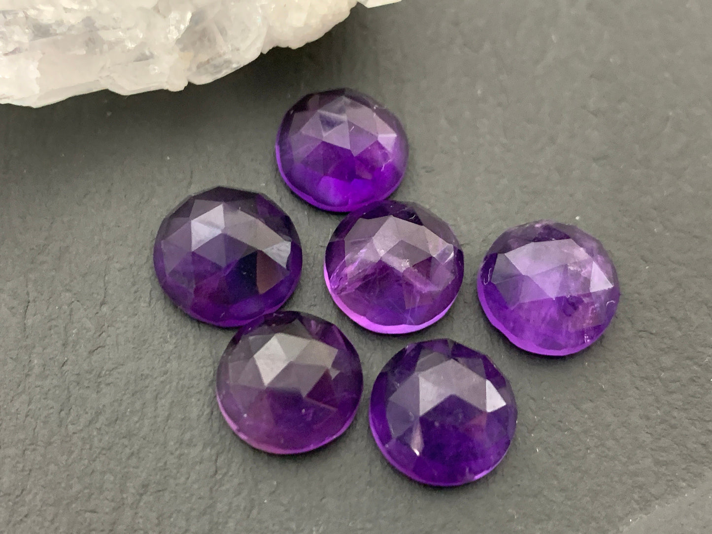 Faceted Amethyst round 10mm cabochon