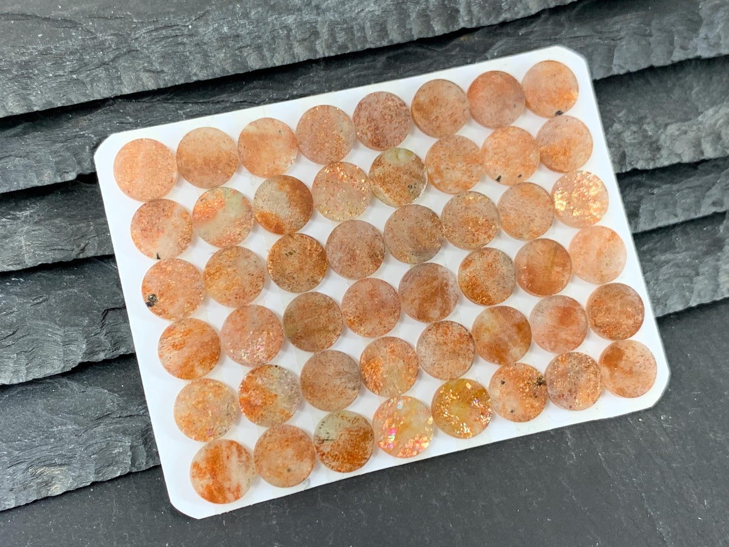 Flat Sunstone Cabochon 8mm Round - Calibrated Natural Gemstone for Jewelry Making