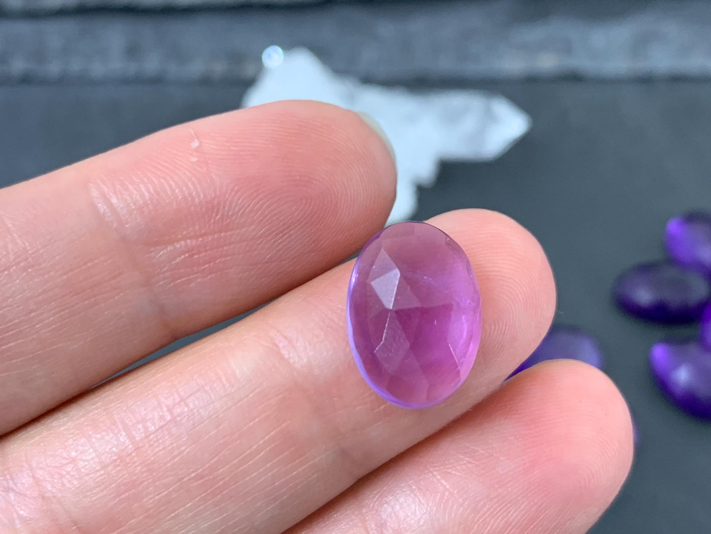 Faceted Amethyst Oval 10x14mm Cabochon