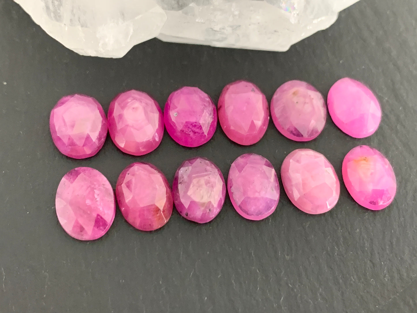 Faceted Pink Sapphire oval 10mm long cabochon