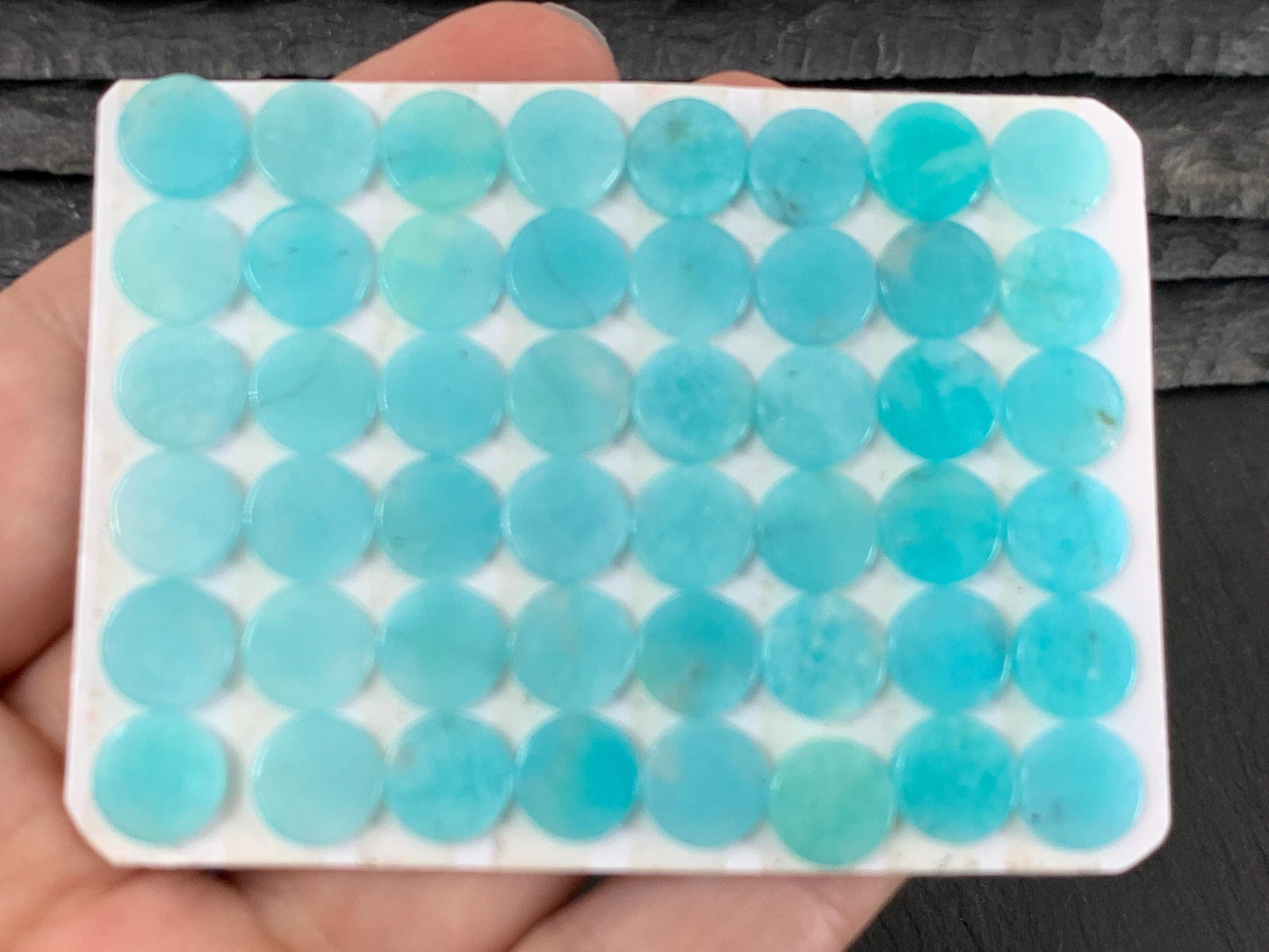 Flat Amazonite Cabochon - Natural 8mm Round Flat Stone, Calibrated Gemstone for Jewelry