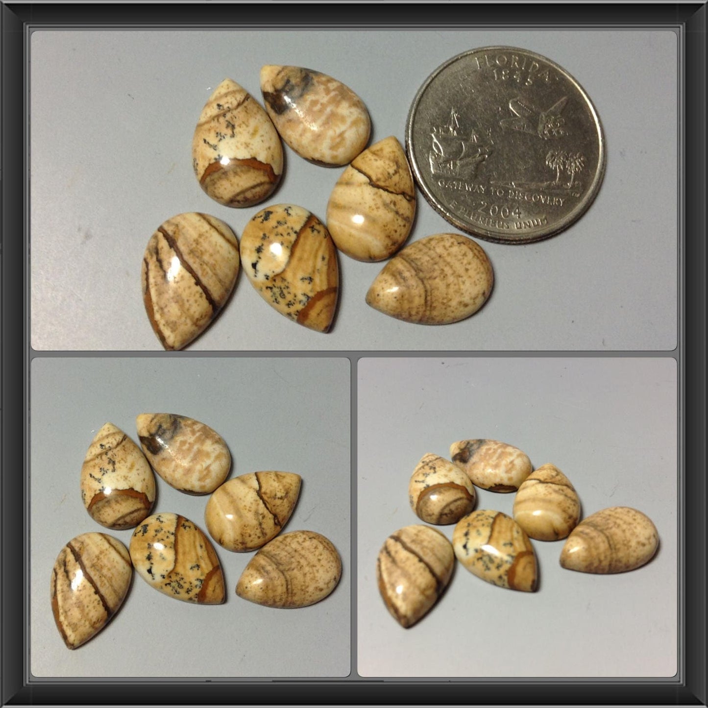 Picture Jasper pear 10x15mm cabochon - Calibrated cabochons