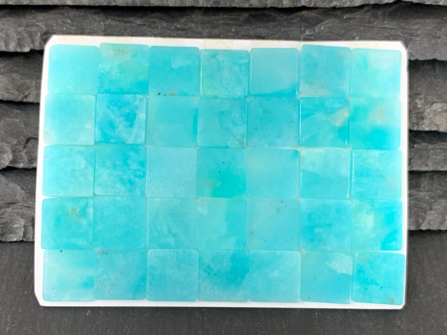 Flat Amazonite Cabochon Square 10mm - Natural Calibrated Blue Green Gemstone
