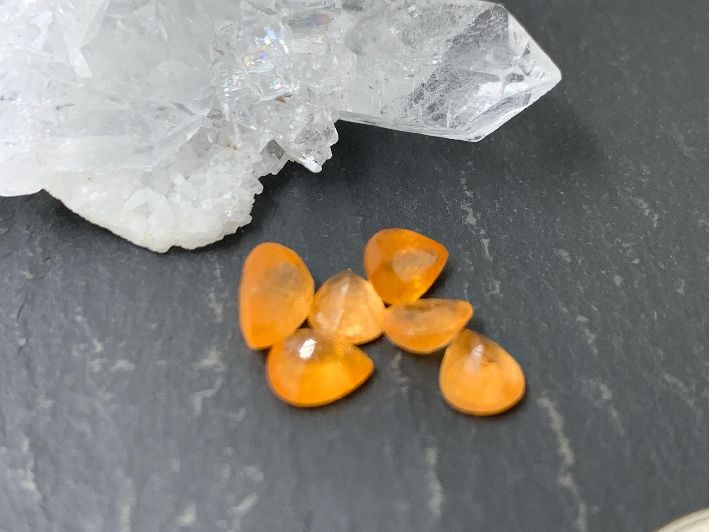 Spessartine Garnet Faceted Cut Pear 5.5mm, 6mm 7mm long | Faceted Stone