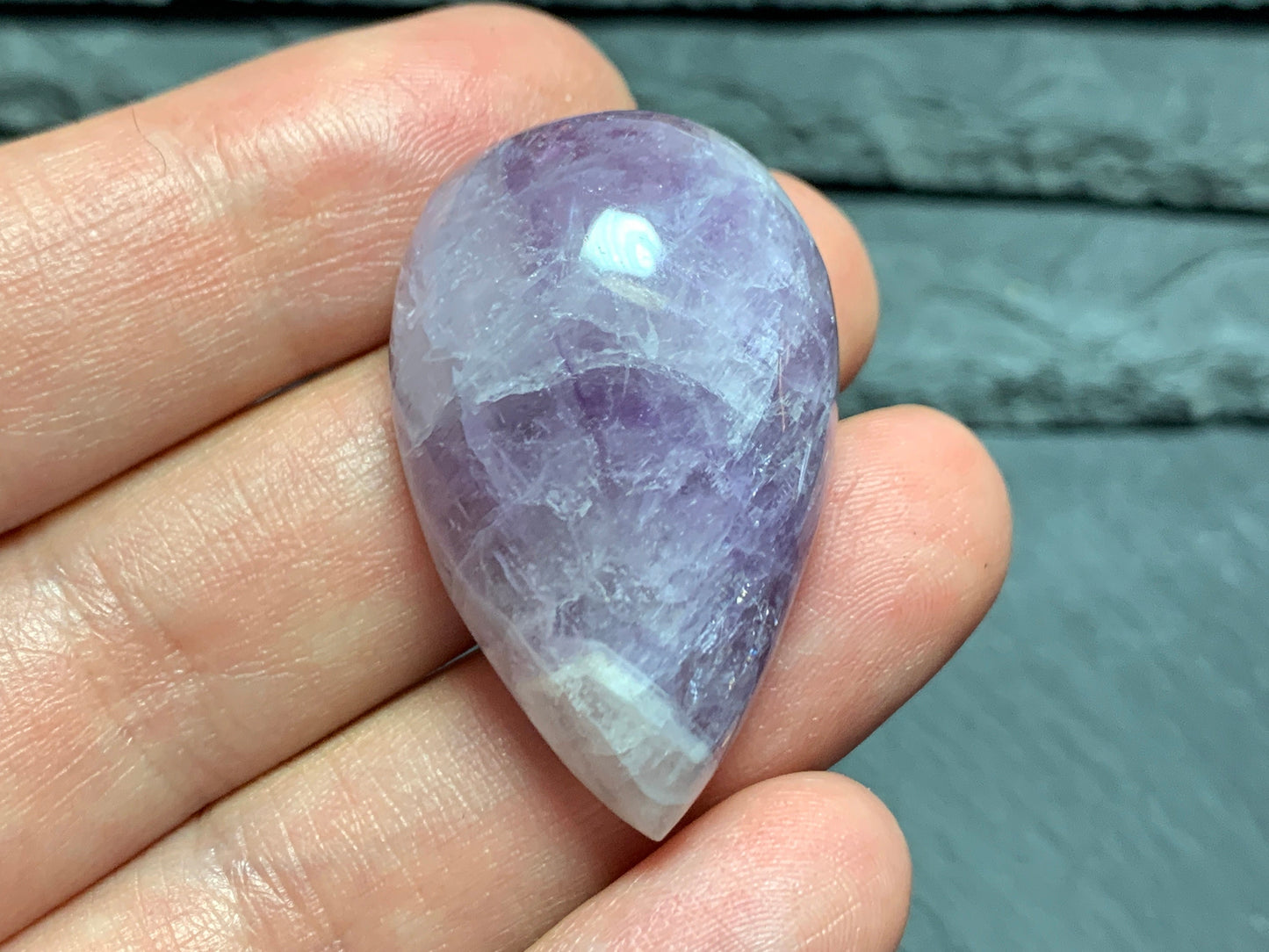 Amethyst pear cabochon 35x22x12mm - free form hand cut in Africa