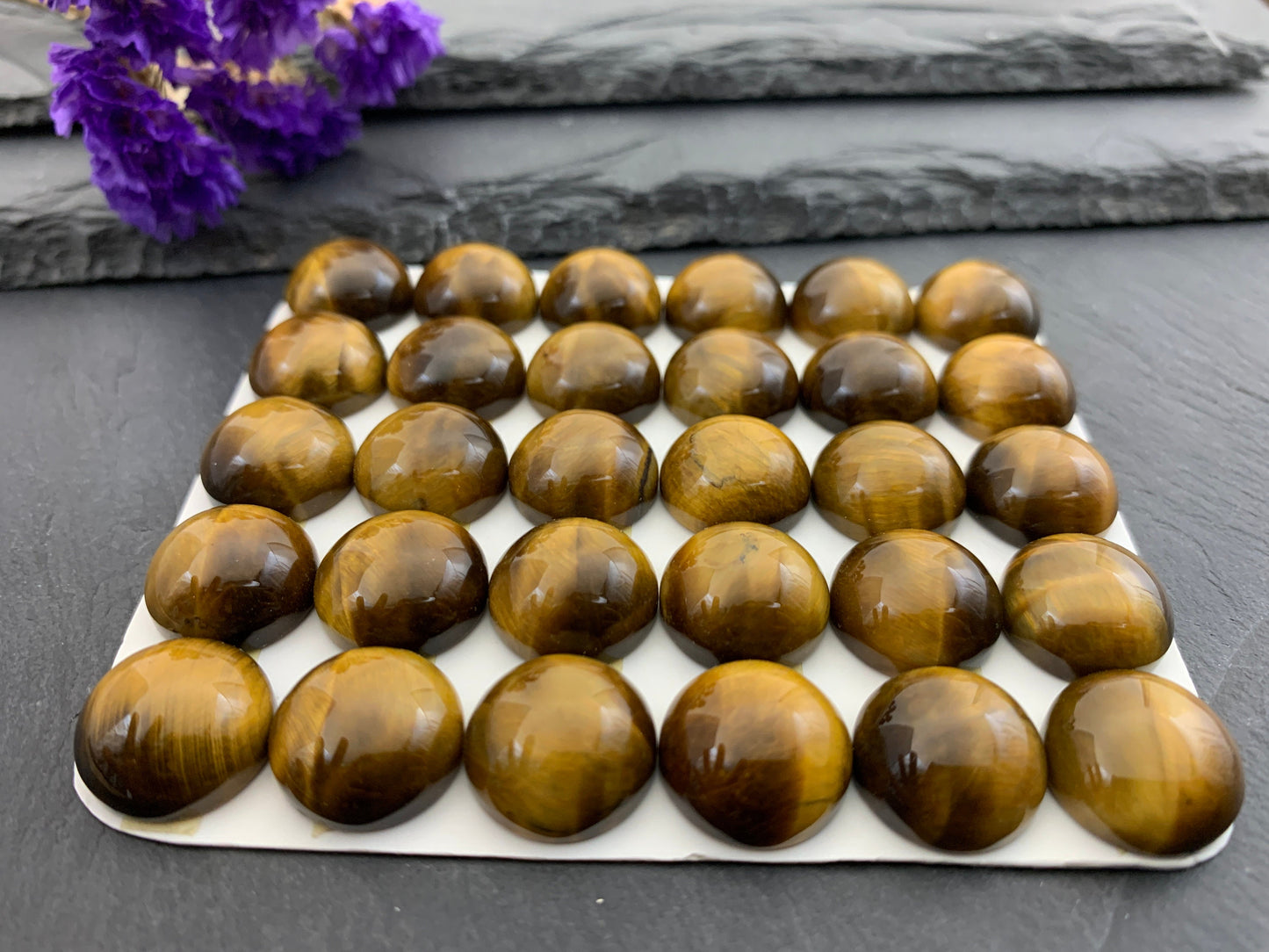 Tiger eye round 15mm cabochon - Calibrated. cabochons