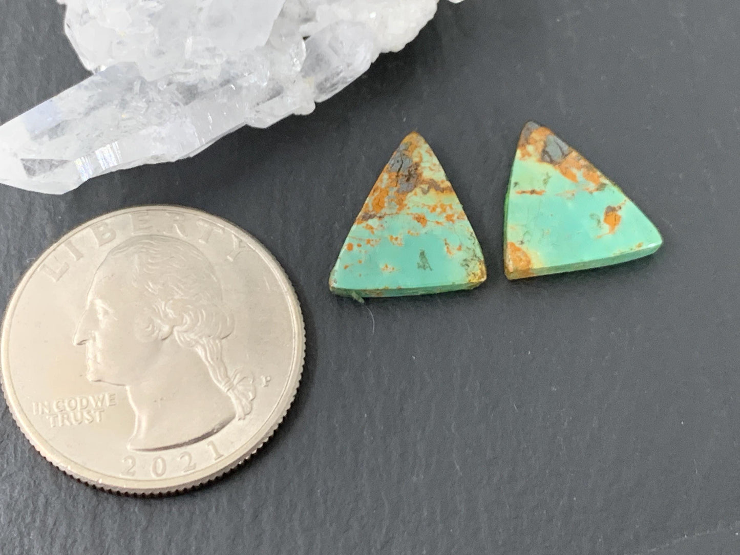 Tibetan Turquoise Pair 12x15mm Cabochon - Hand Cut Cabochon