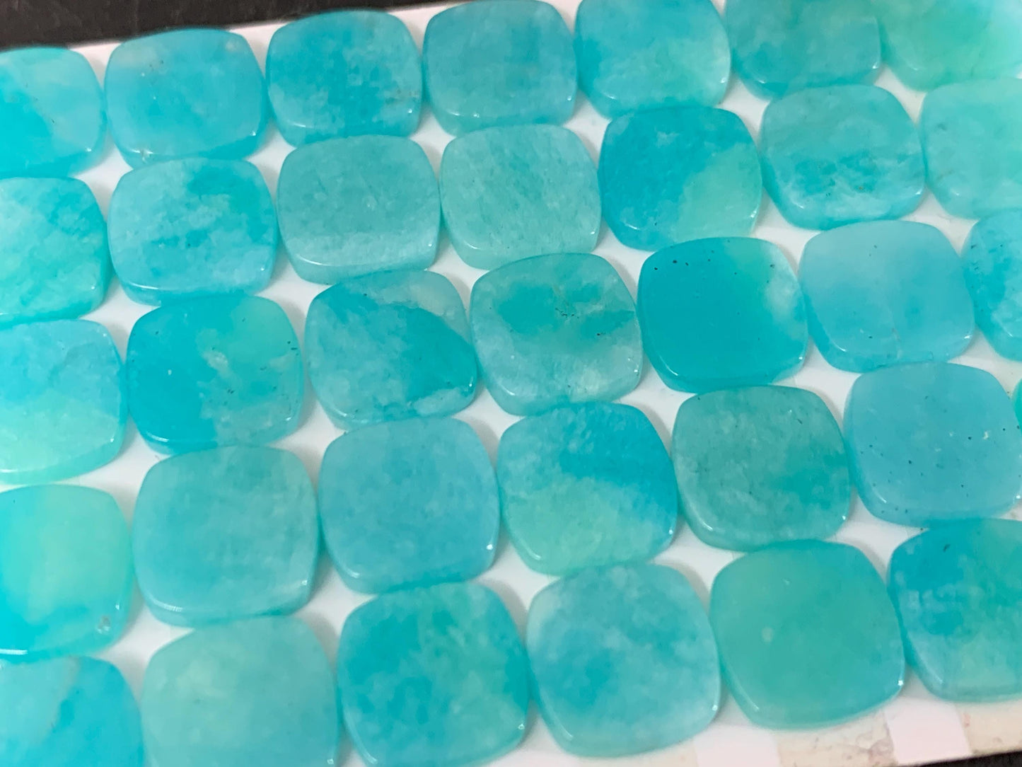 Flat Amazonite Square Cabochon - Natural 10mm Flat Calibrated Cushion Gemstone