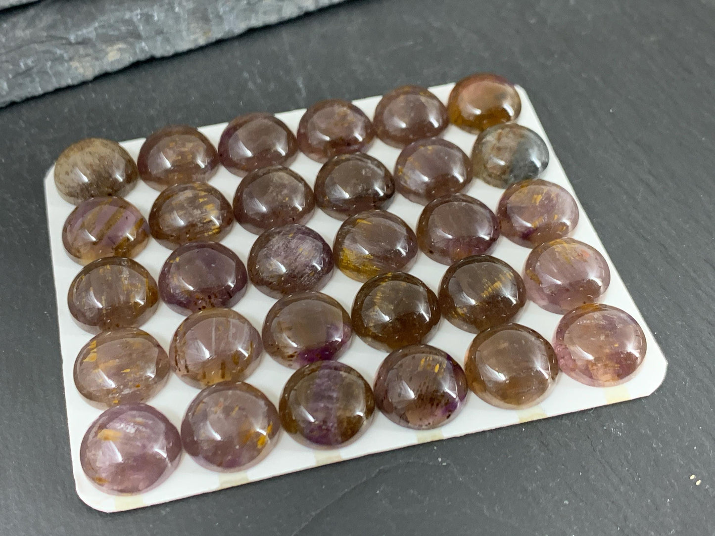 Amethyst Cacoxenite round 12mm cabochon - Calibrated cabochons