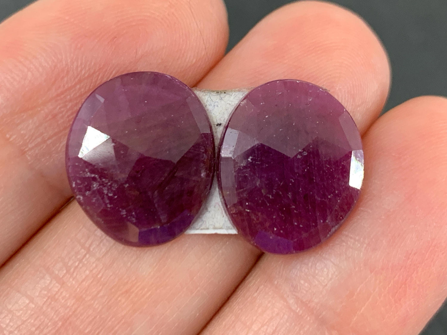 Faceted Ruby pair 12x15x3mm cabochon