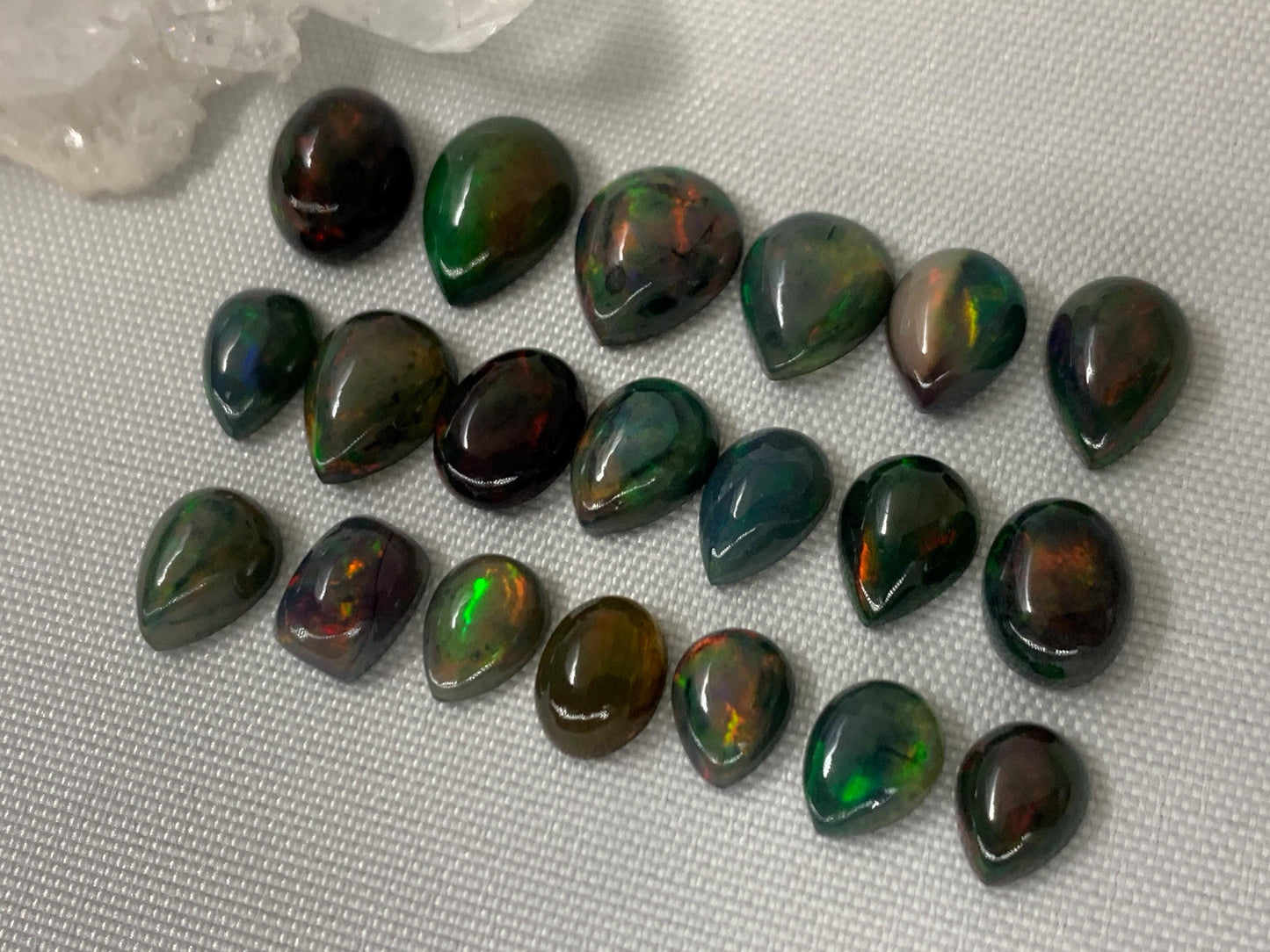 Black Ethiopian Opal 8-10mm long cabochon