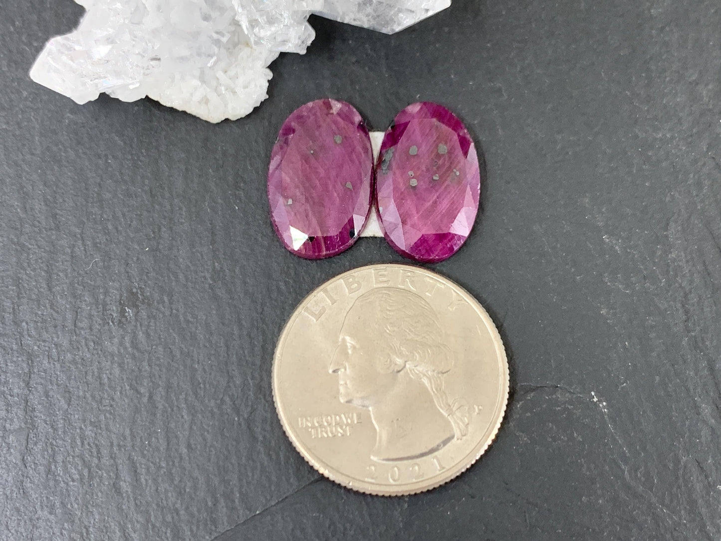 Faceted Ruby pair 11x18x3mm cabochon