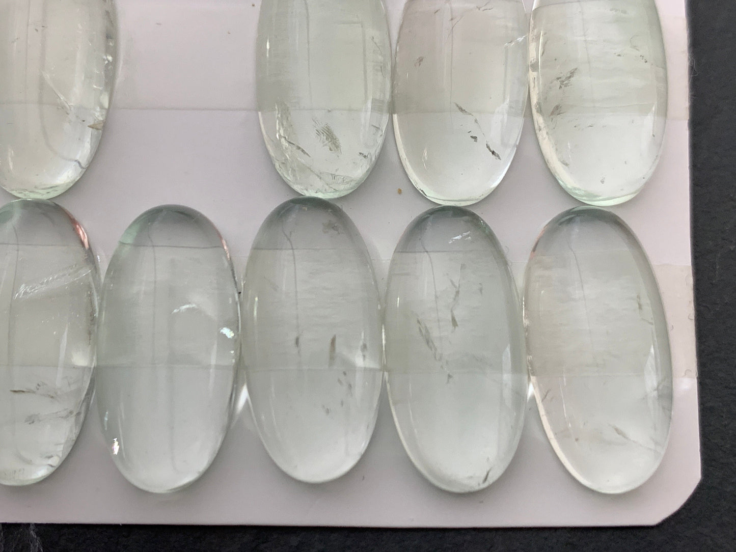 Green Amethyst oval 10x20mm cabochon - Calibrated cabochons