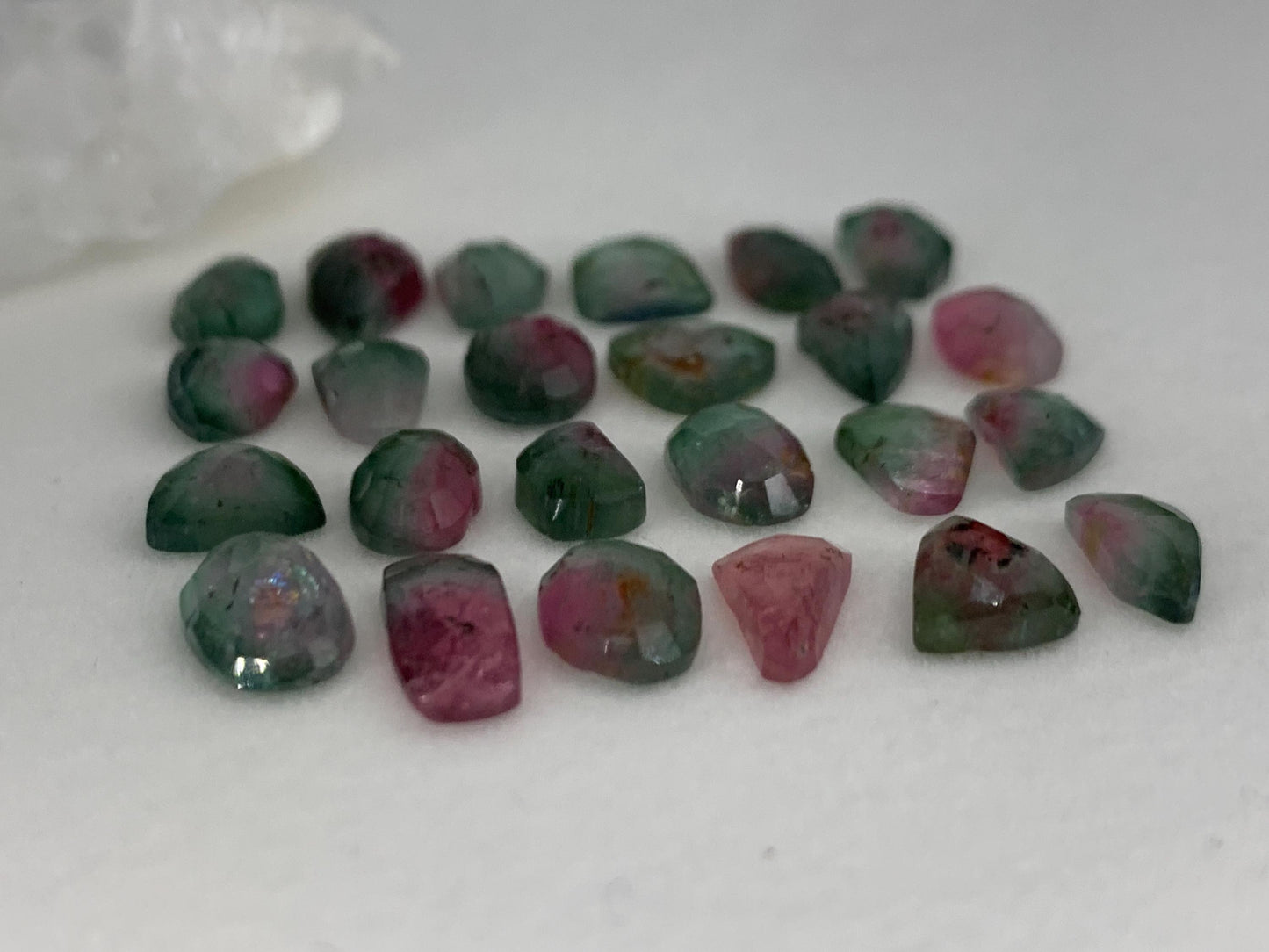 Faceted Watermelon Tourmaline 8-10mm long cabochon - second quality