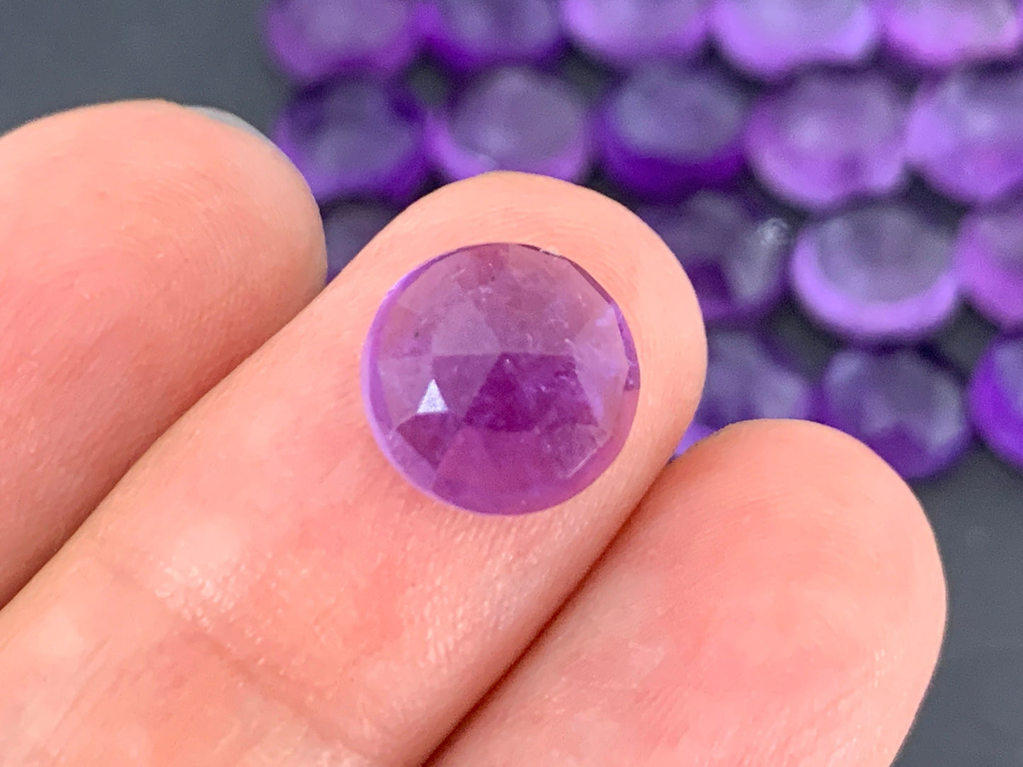 Faceted Amethyst round 10mm cabochon