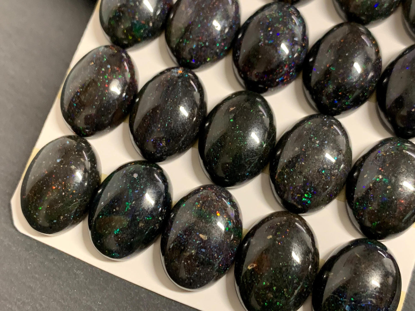 Black Andamooka Opal oval 13x18mm cabochon - Matrix Australian Opal