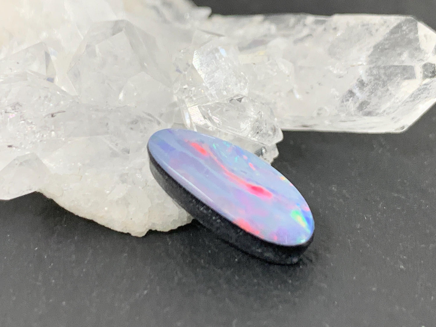 Australian Opal Doublet 6x14x4mm Cabochon - Natural Colorful Free Form Gemstone