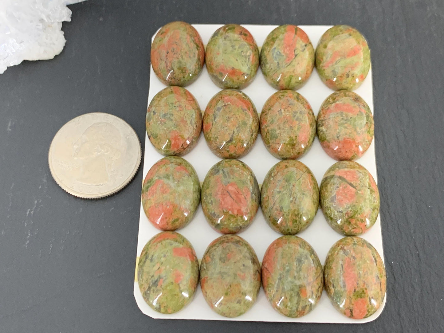 Unakite oval 15x20mm cabochon - Calibrated cabochons