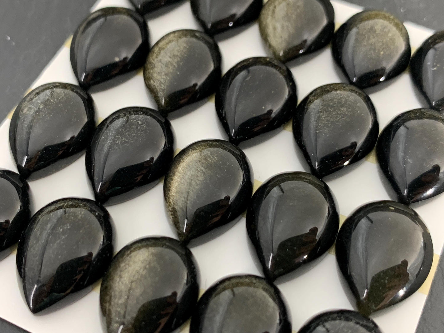 Gold Obsidian pear 12x16mm cabochon