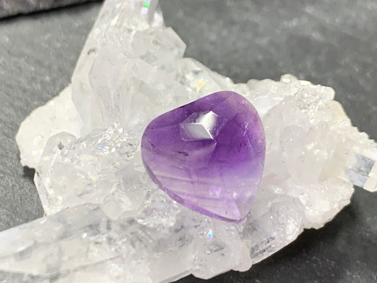 Faceted Amethyst heart 12mm cabochon - Calibrated acbochons