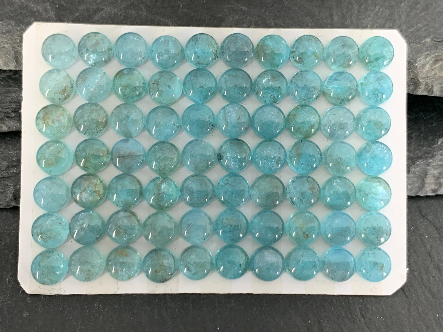 Blue Green Apatite round 6mm cabochon - Calibrated cabochons