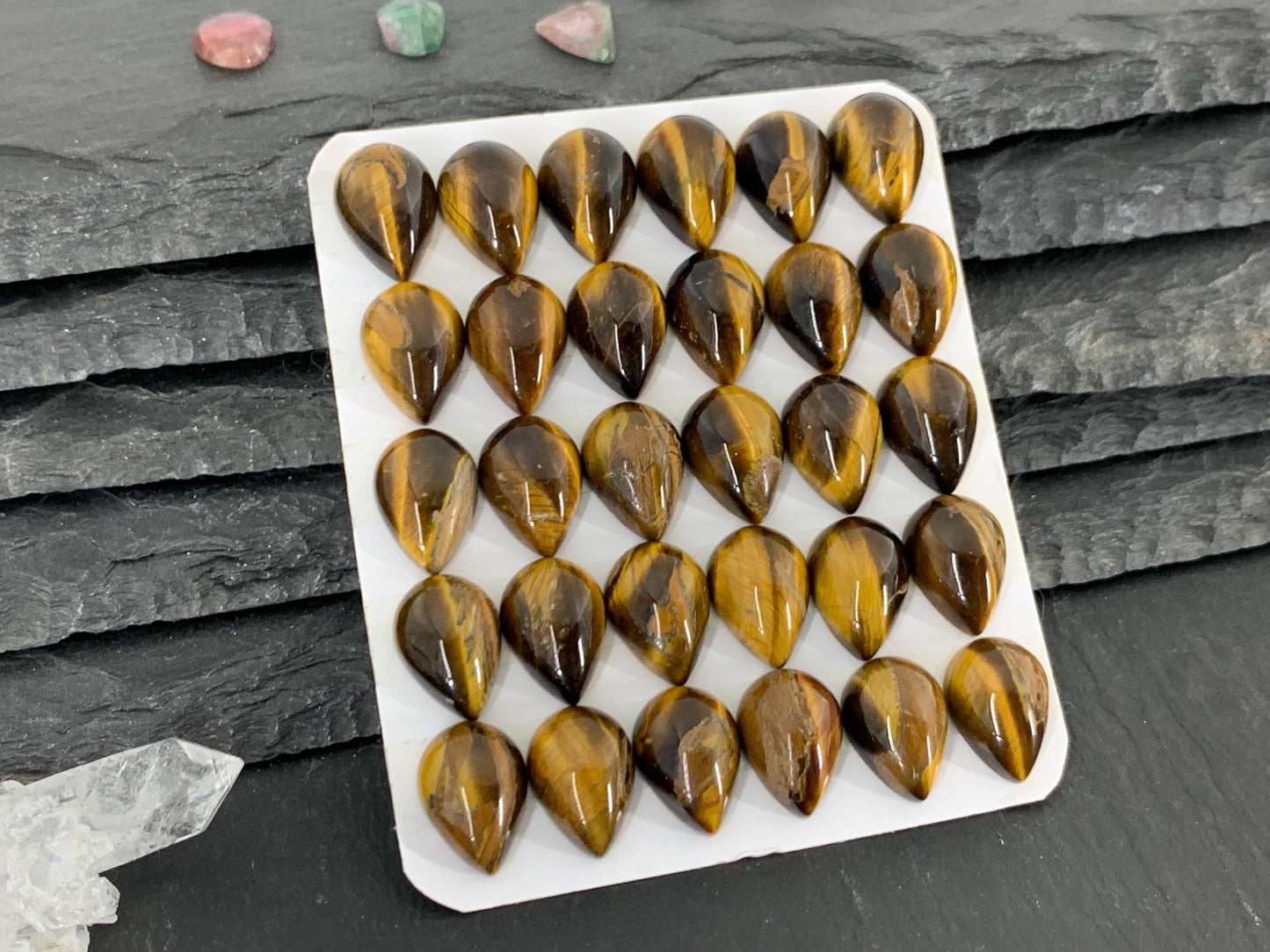 Tiger Eye pear 10x14mm Cabochon - Calibrated cabochons