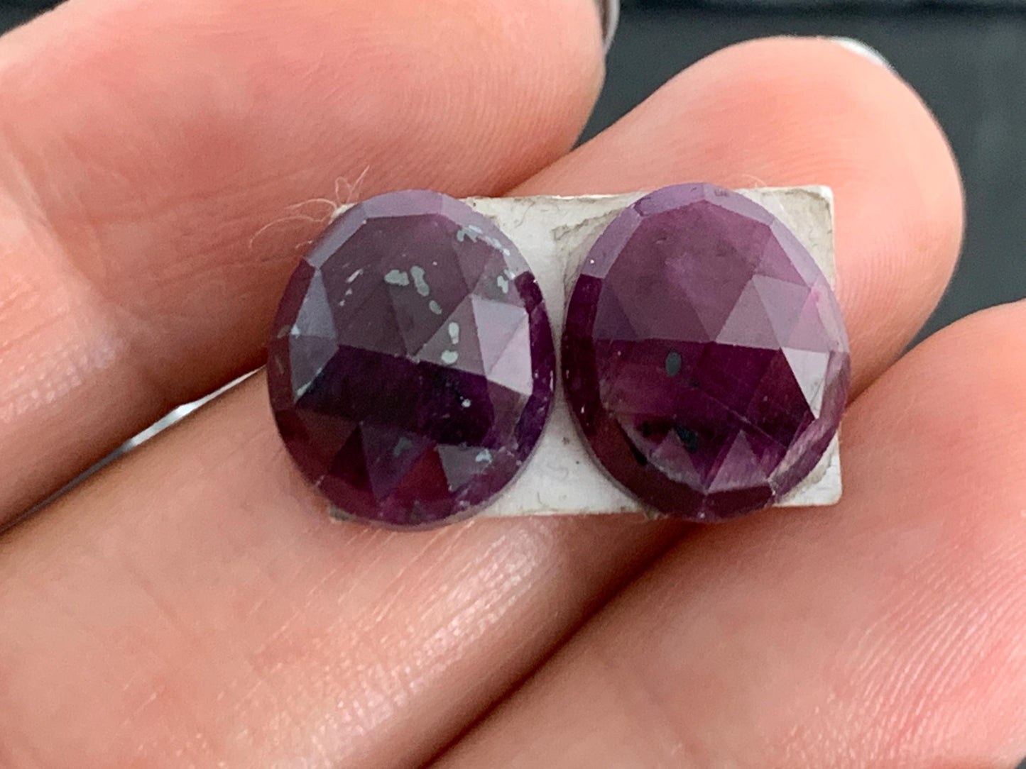 Faceted Ruby pair 10x12x4mm cabochon