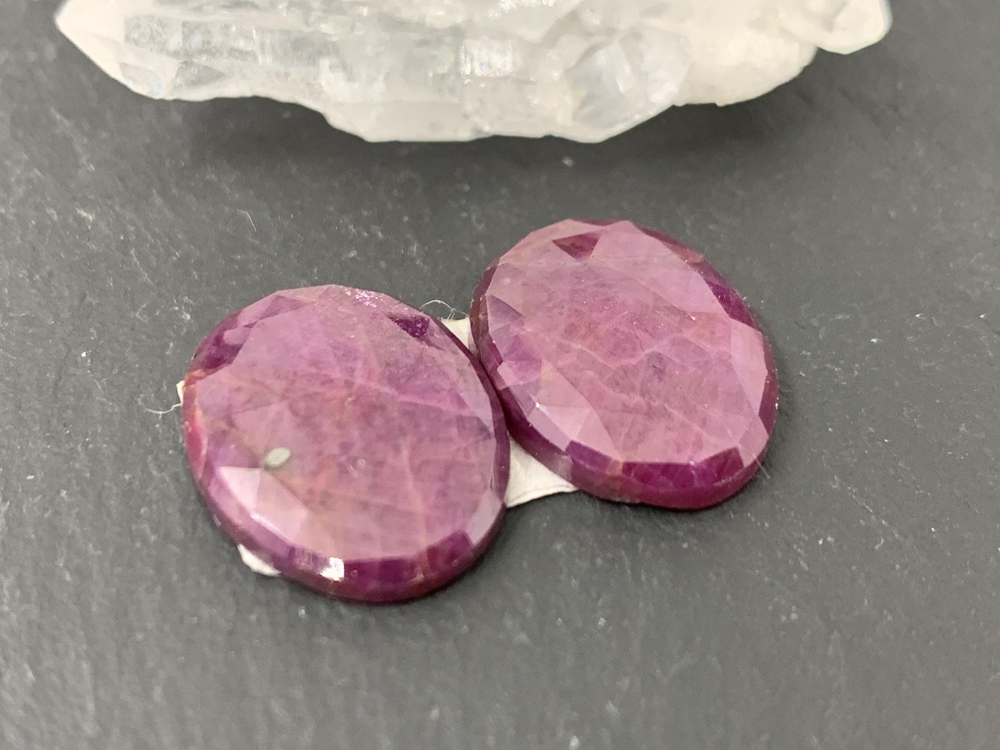 Faceted Ruby pair 14x18x4mm cabochon