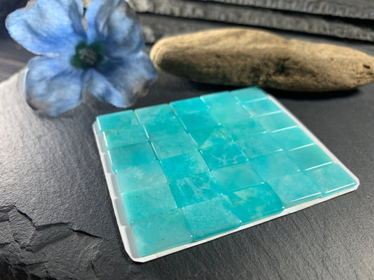 Flat Amazonite rectangle 10x14mm cabochon - Calibrated cabochons