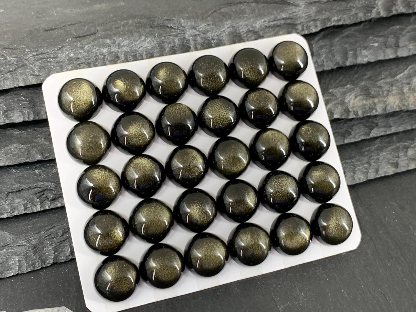 Gold Obsidian round 12mm cabochon - Calibrated cabochons