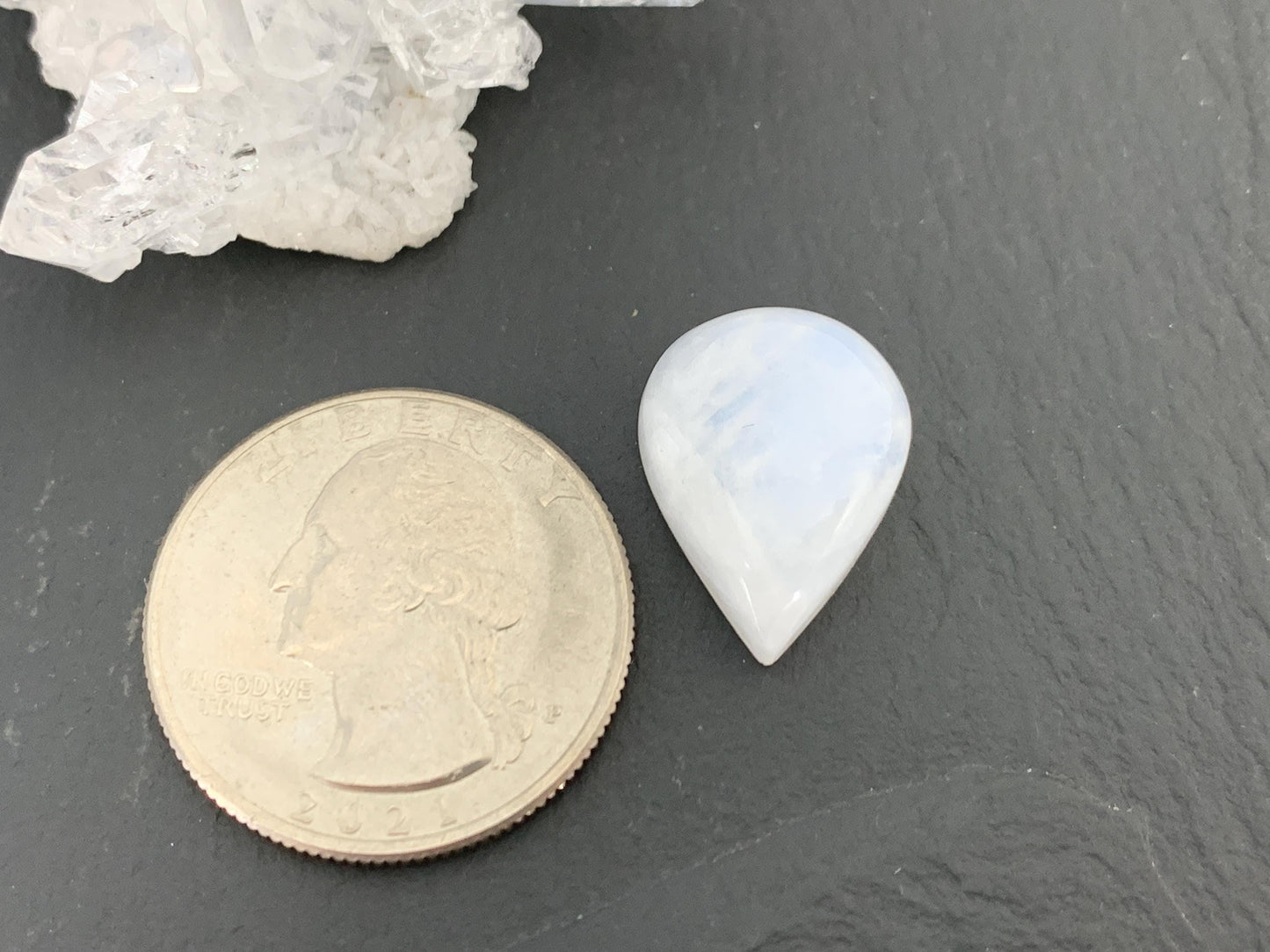 Rainbow Moonstone pear 19x14x6mm cabochon