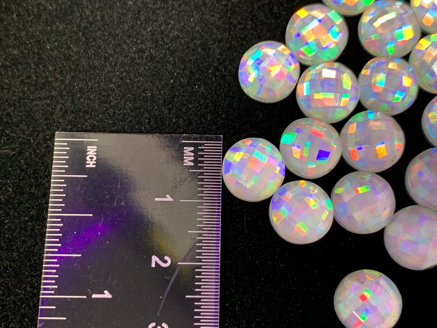 Faceted Rainbow Quartz round 10mm cabochon