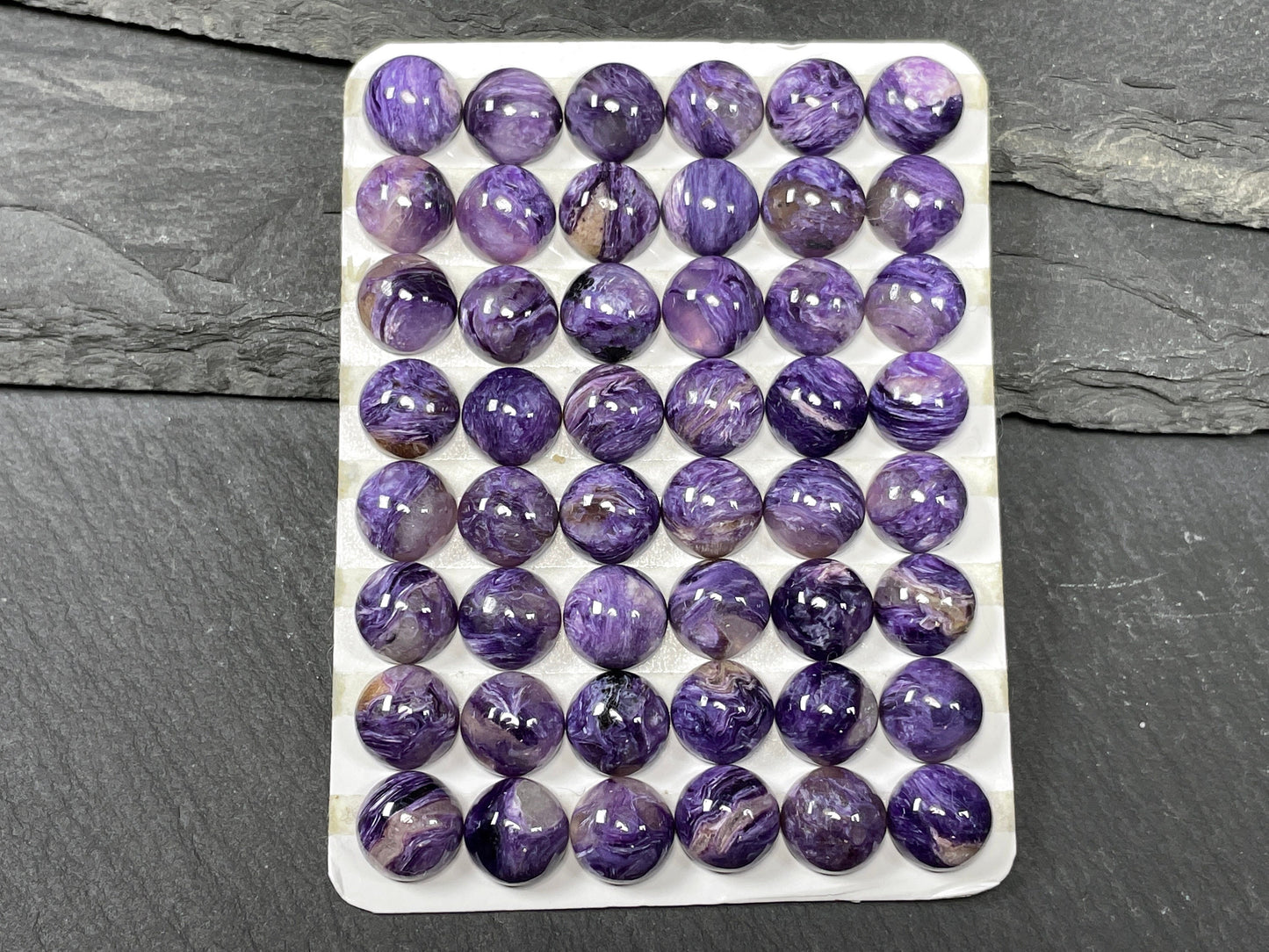 Charoite round 8mm cabochon - Calibrated cabochons