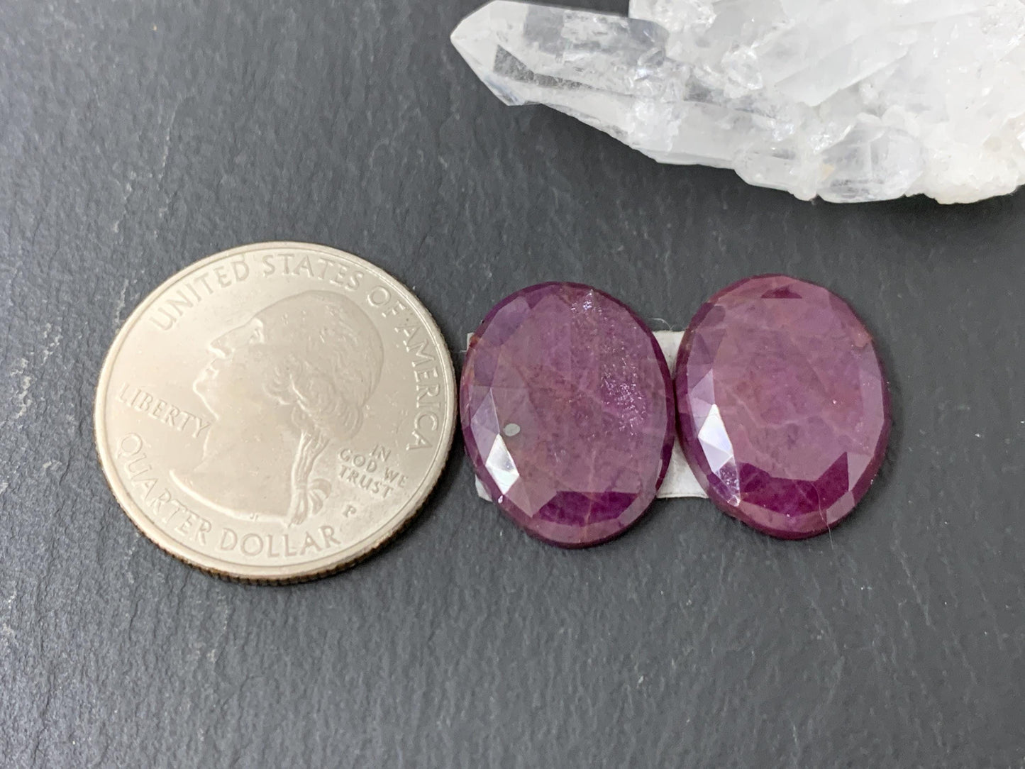 Faceted Ruby pair 14x18x4mm cabochon