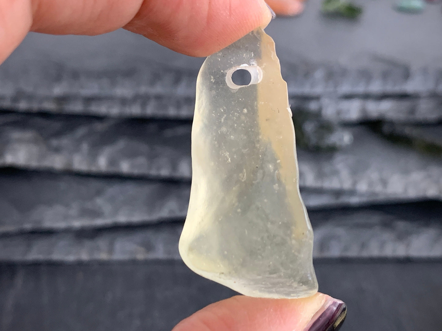 Drilled Libyan Desert Glass 32-40mm long