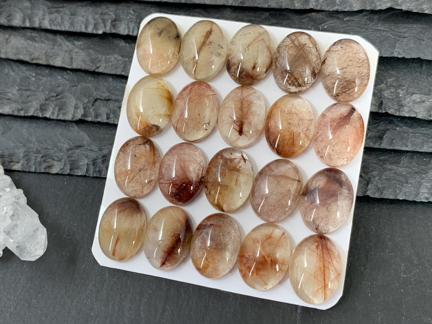 Rutilated Quartz oval 12x16mm cabochon - Calibrated cabochon
