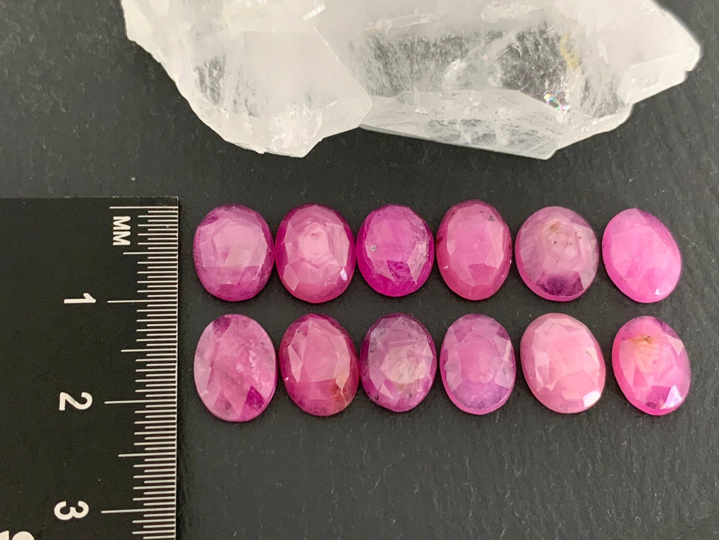 Faceted Pink Sapphire oval 10mm long cabochon
