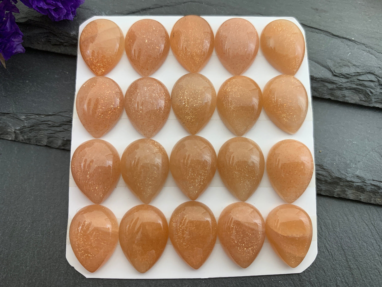 Natural Sunstone Pear Cabochon: GoldSand Gemstone (12x16mm)