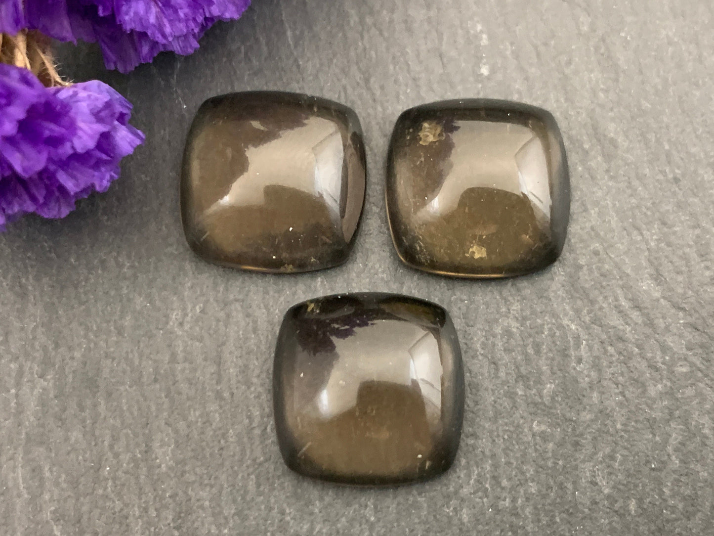 Smokey Quartz square 14mm Cabochon - Calibrated cabochons
