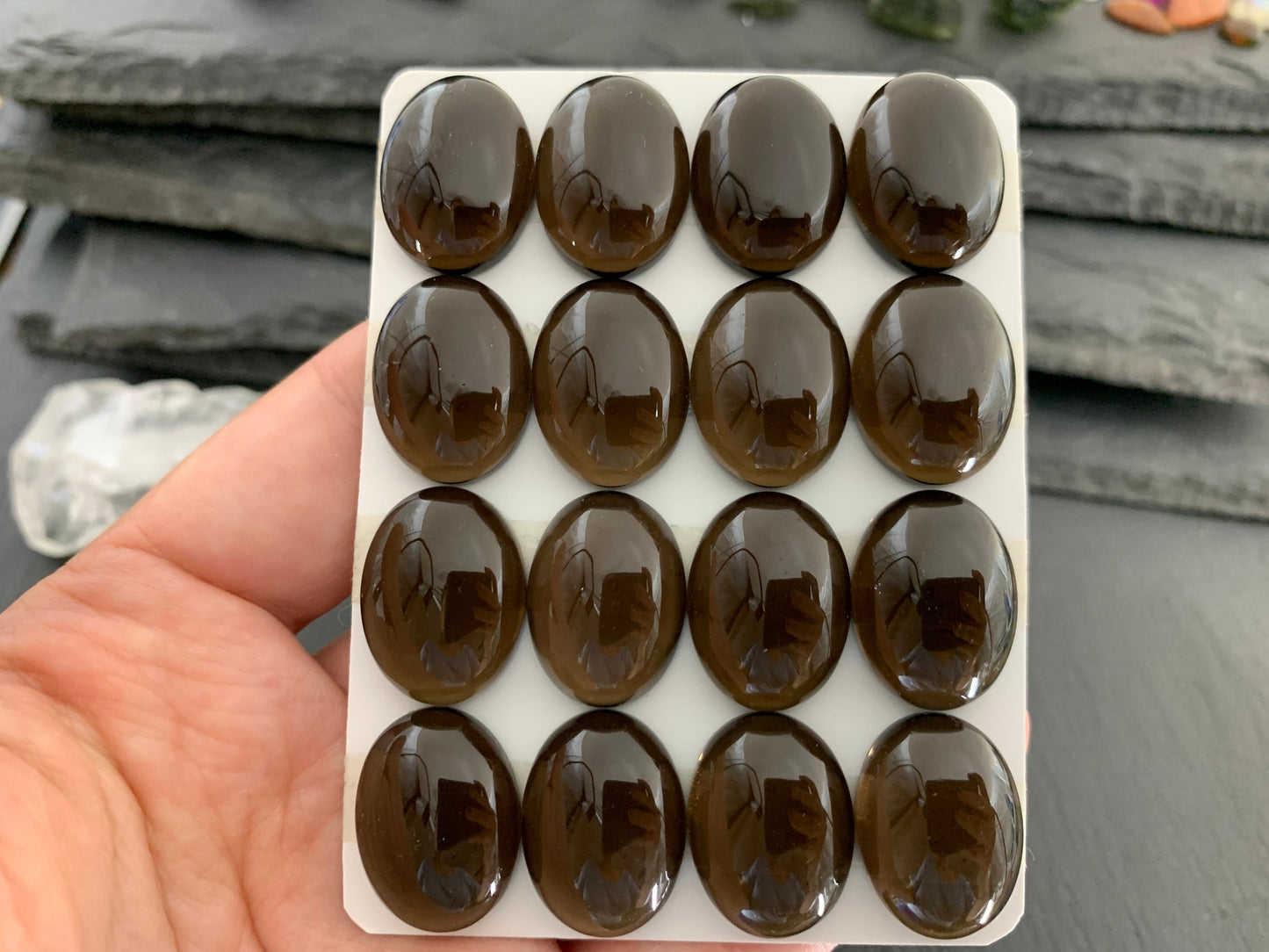 Smokey Quartz oval 15x20mm cabochon - Calibrated cabochons
