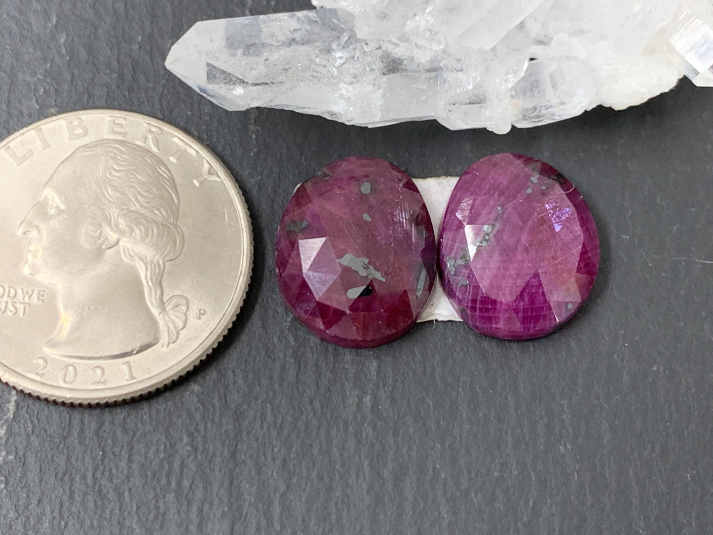 Faceted Ruby pair 12x15x4.5mm cabochon