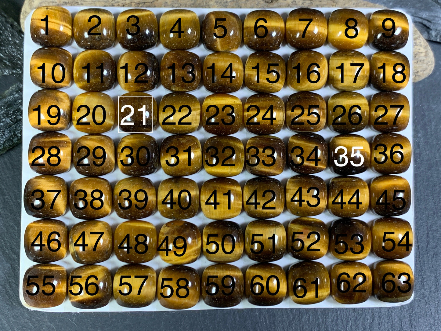 Tiger Eye square cushion 10mm cabochon - Calibrated cabochons