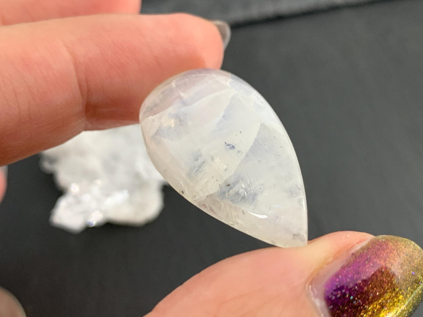 Rainbow Moonstone 30x16x8mm cabochon