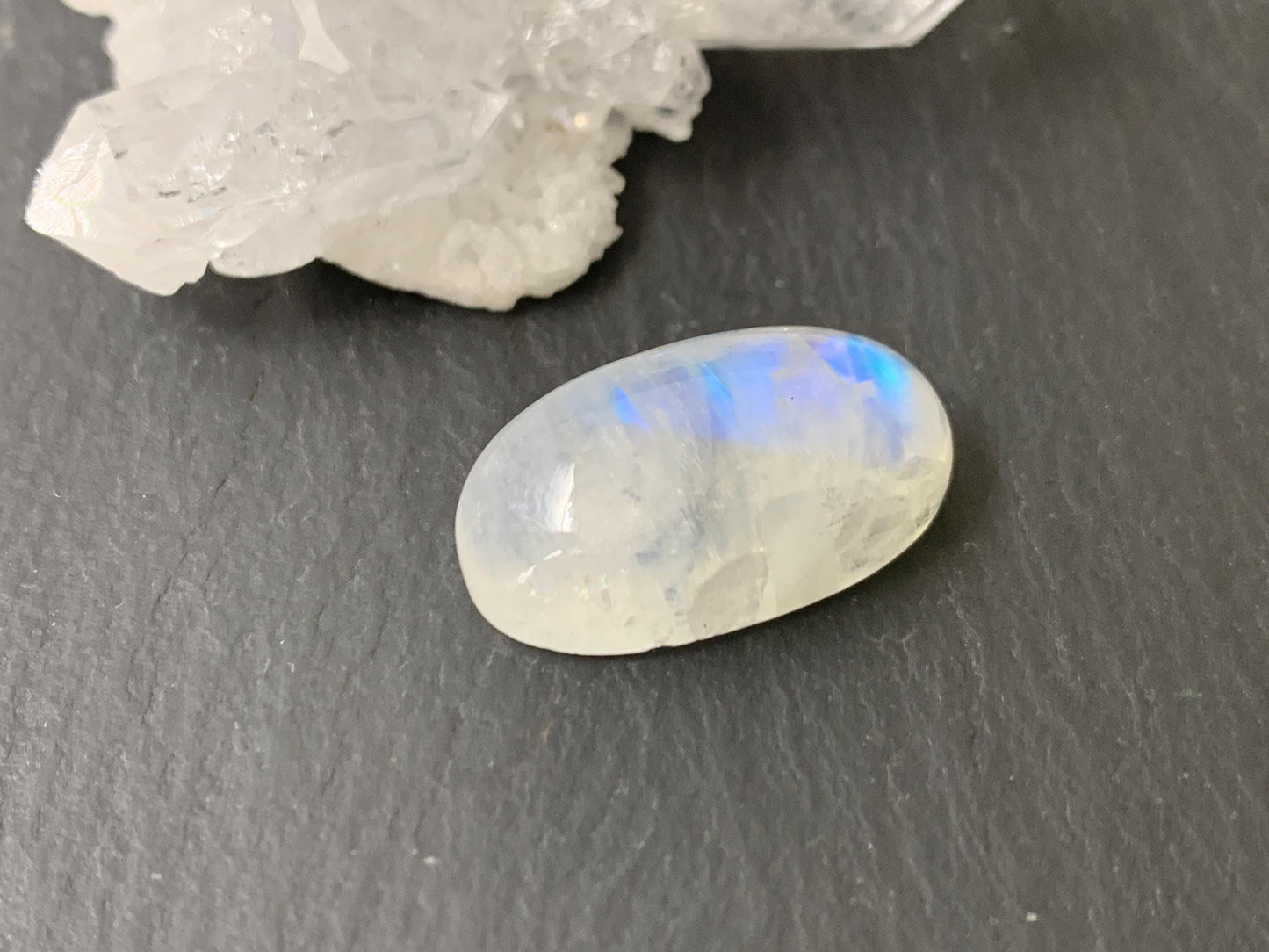 Rainbow Moonstone 20x11x7mm cabochon