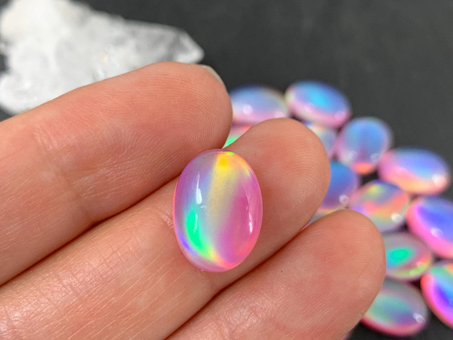 Aurora Opal oval 10x14mm cabochons - Doublet cabochons
