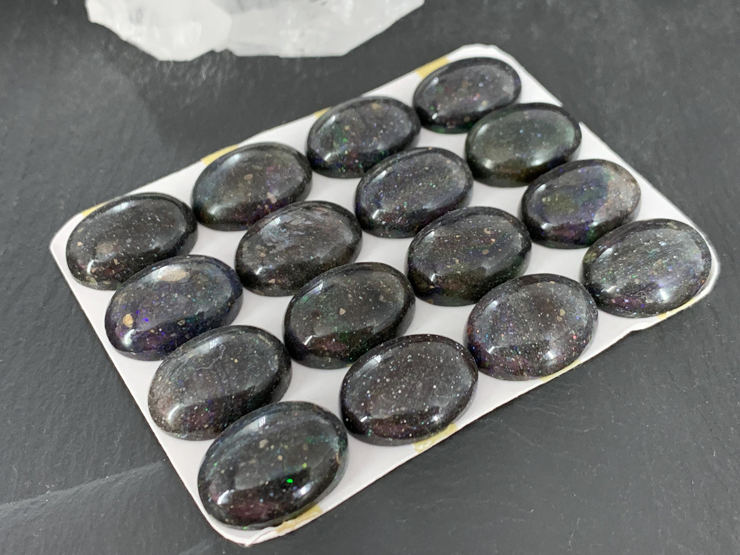 Black Andamooka Opal oval 15x20mm cabochon - Matrix Australian Opal