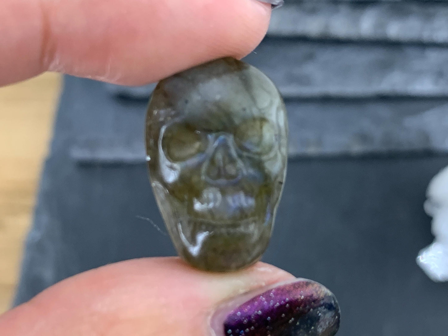 Labradorite Skull Cabochon 15x21mm, Labradorite Skull, Natural Gemstone, Halloween Jewelry, Handcrafted Accessory